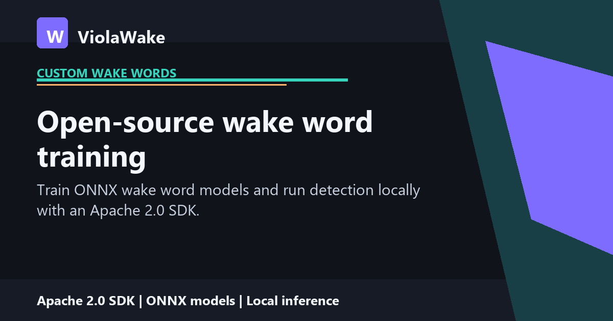 Wake Word Engine ViolaWake - Open Source Custom Wake Word Training